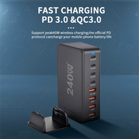 Chargeur GaN de bureau 240W, 8 ports USB Type C PD, charge rapide 3.0 USB Type C, chargeur mobile 1